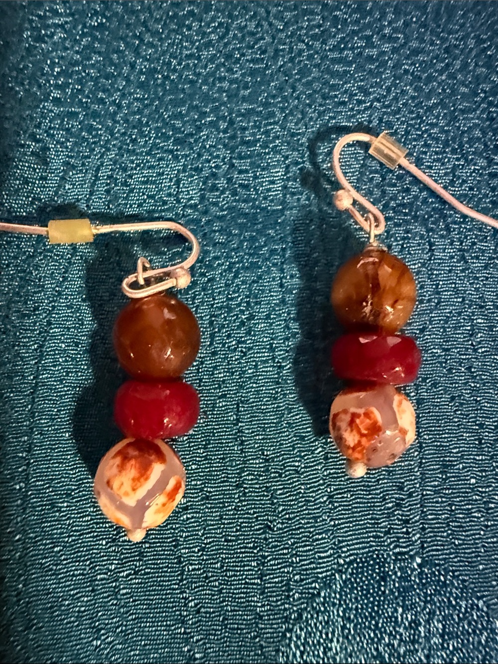 Handmade Brown & Red Bead Drop Earrings